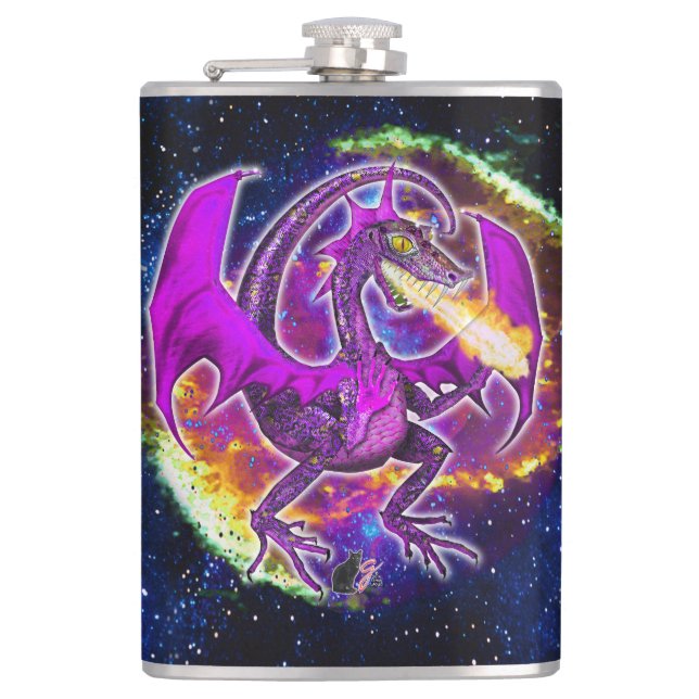 Tourmaline Cosmic Dragon Hip Flask (Front)