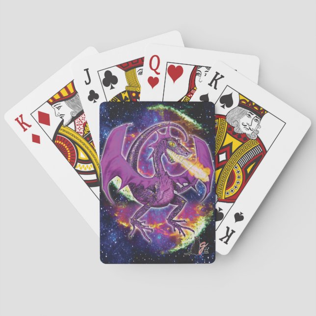 Tourmaline Cosmic Dragon  Playing Cards (Back)