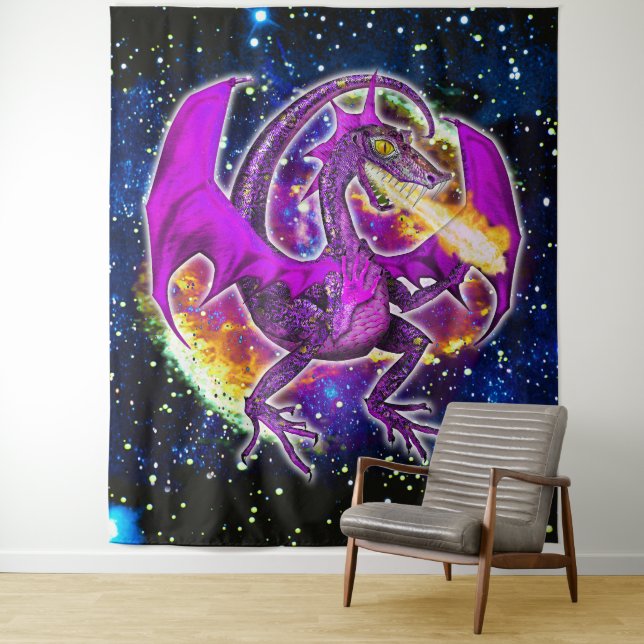 Tourmaline Cosmic Dragon  Tapestry (In Situ)