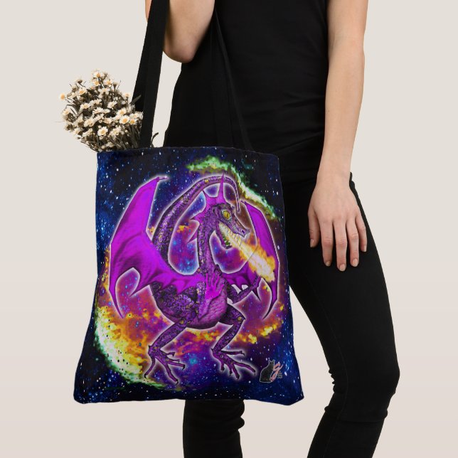 Tourmaline Cosmic Dragon Tote Bag (Close Up)