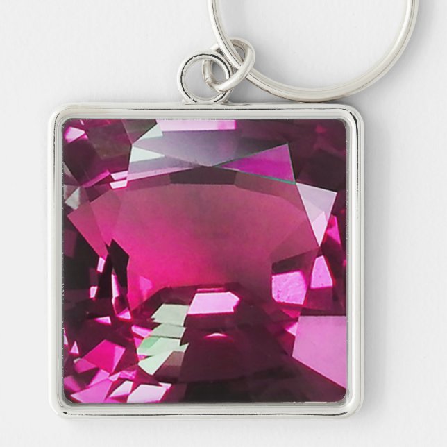 Tourmaline Gemstone Pink Key Ring (Front)