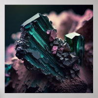 Tourmaline Ore Macro Poster - Pegmatite Deposit Pr