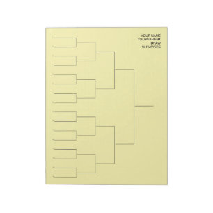 Tournament draw template notepad for 16 players