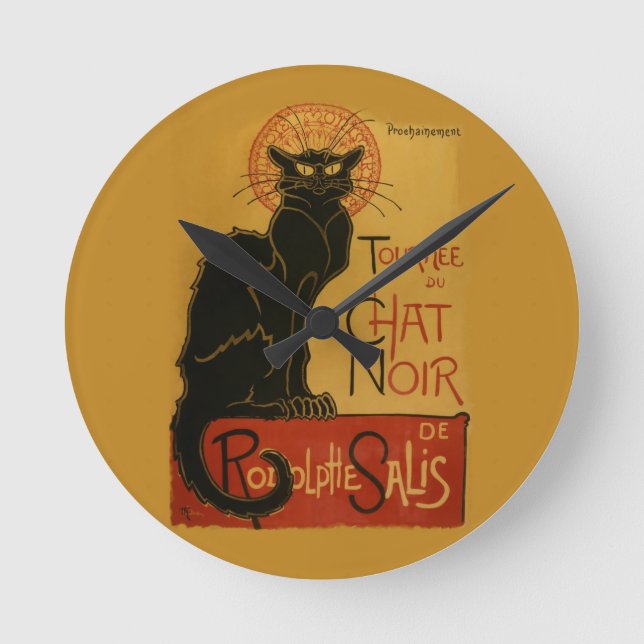 Tournee de Chat Noir Black Cat Round Clock (Front)