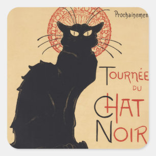 Tournee du Chat Noir Vintage Black Cat Art Nouveau Square Sticker