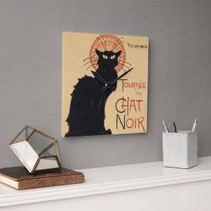 Tournee du Chat Noir Vintage Black Cat Art Nouveau Square Wall Clock