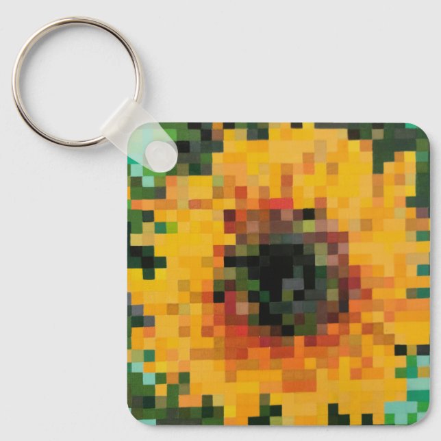 Tournesol lumineux sur fond vert key ring (Front)