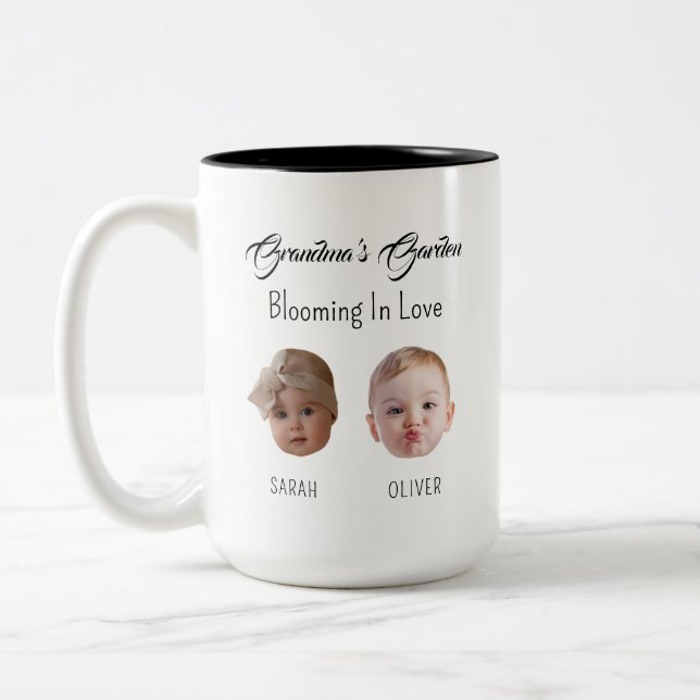Tow baby face gifts for grandfather grandmother    Two-Tone coffee mug (Left)