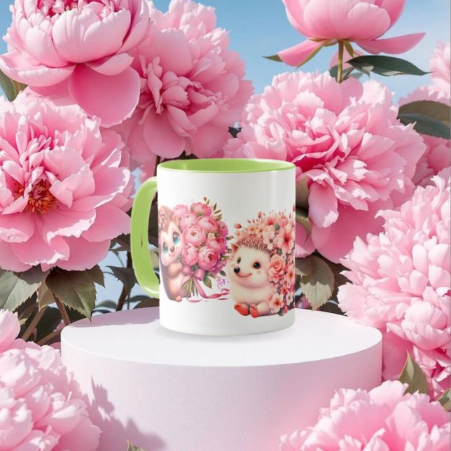  Tow cuteRomantic Floral Hedgehog Duo Illustration Mug (Creator Uploaded)
