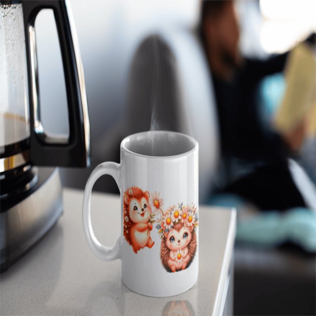  Tow cuteRomantic Floral Hedgehog Duo Illustration Mug (Creator Uploaded)