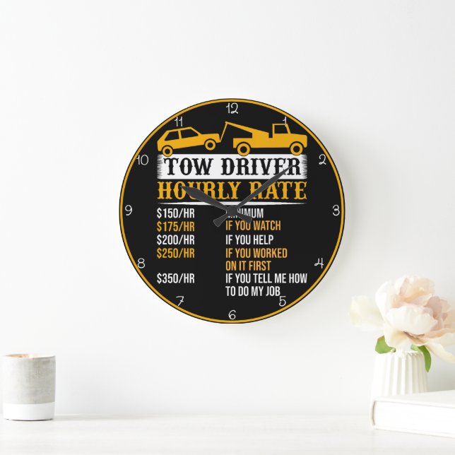 Tow Driver Hourly Rate Chart Large Clock (Home)