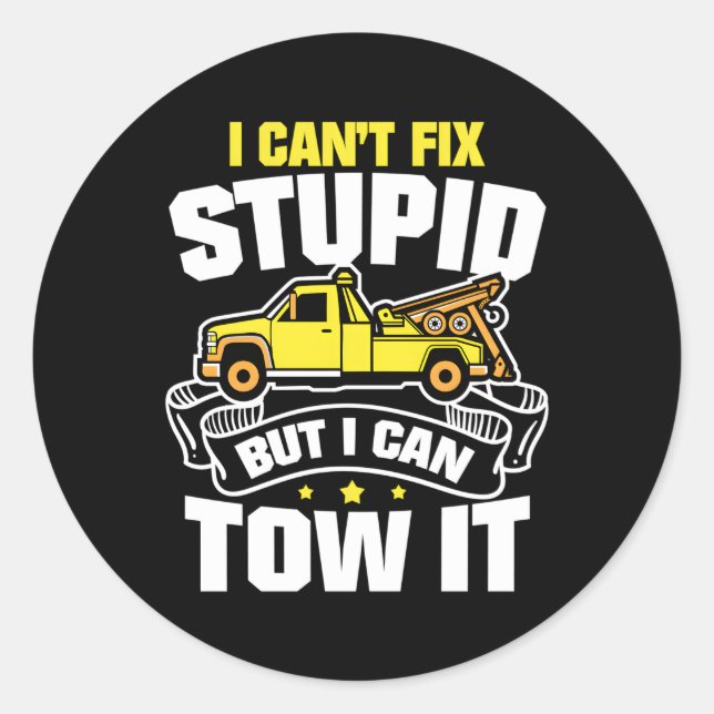 Tow Hook Chain Tow Truck Operator Trucking Work To Classic Round Sticker (Front)