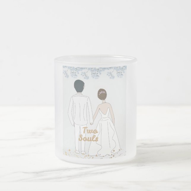 Tow Sole wedding couple Frosted Glass Coffee Mug (Center)