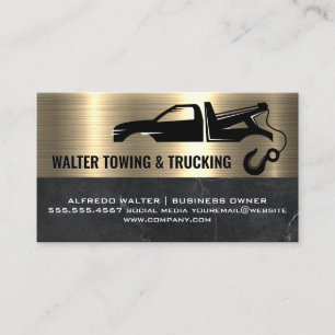 Tow Truck and Hook Metallic Gold Marble Business Card