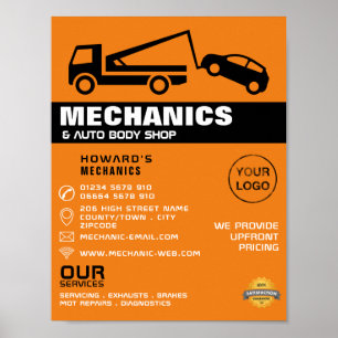 Tow Truck, Auto Mechanic & Repairs Advertising Poster