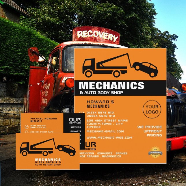 Tow Truck, Auto Mechanic & Repairs Business Card (Creator Uploaded)