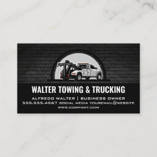 Tow Truck Back View Logo   Blue Collar Business Card