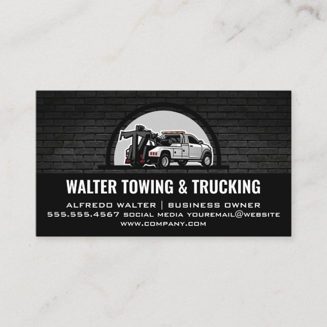 Tow Truck Back View Logo | Blue Collar Business Card (Front)