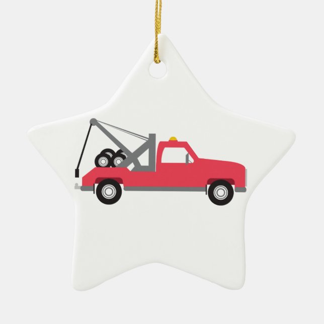 Tow Truck Ceramic Tree Decoration (Front)