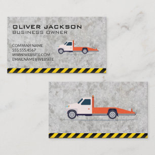 Tow Truck   Concrete Background Business Card