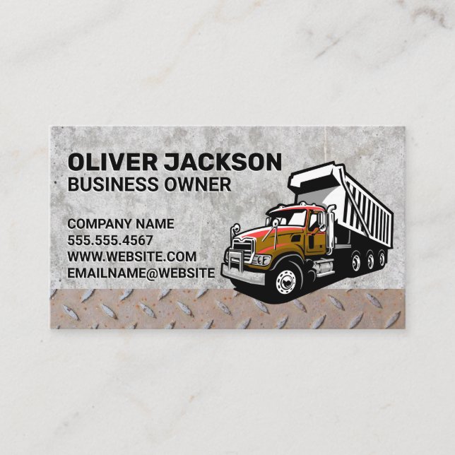 Tow Truck | Concrete Steel | Dump Truck Business Card (Front)