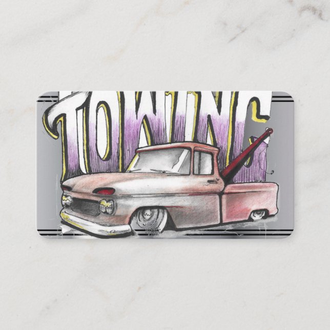 Tow Truck  drawing Auto business card (Front)