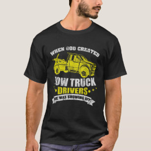 Tow Truck Driver Breakdown Lorry Thin Yellow Line  T-Shirt