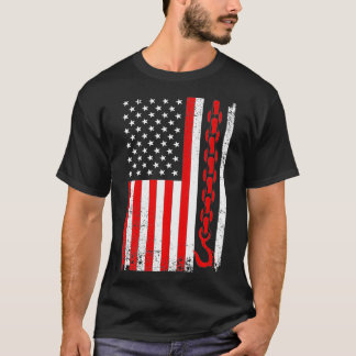 Tow Truck Driver Gift Men USA Flag Towing Hook For T-Shirt