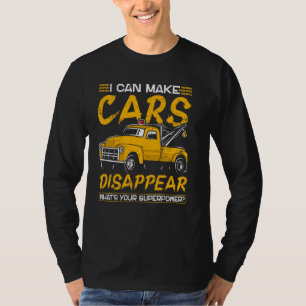 Tow Truck Driver Hooking Vehicle Towing Cars Disap T-Shirt