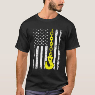 Tow Truck Driver Us Flag Wrecker Trucker American  T-Shirt