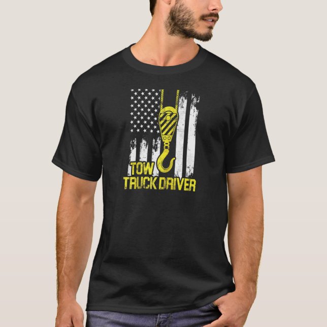 Tow Truck Driver Usa Flag Trucker  Raglan T-Shirt (Front)