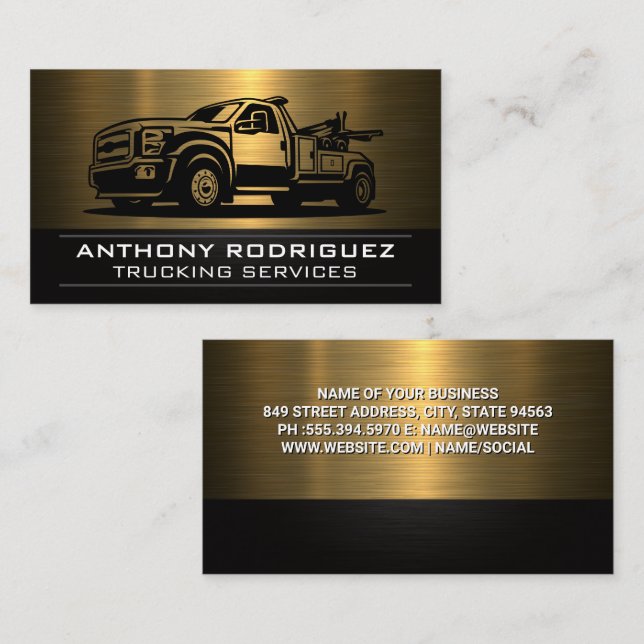 Tow Truck | Gold Metallic Business Card (Front/Back)