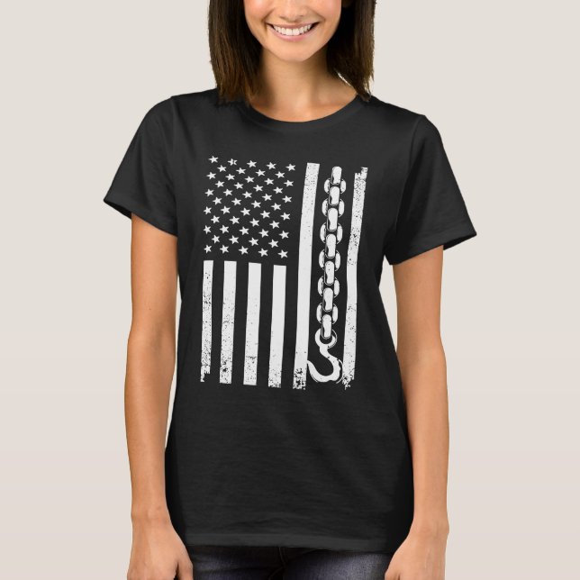 Tow Truck  Men Women Cool US Flag Tow Truck Driver T-Shirt (Front)