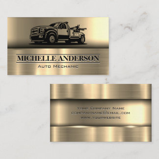 Tow Truck | Metallic Background Business Card