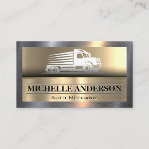 Tow Truck   Metallic   Steel Shine Business Card