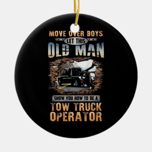 Tow Truck Operator Ceramic Tree Decoration (Front)