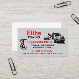 Tow Truck Service gray and black Business Card