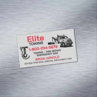 Tow Truck Service gray and black Magnetic Business Card