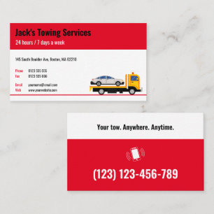 Tow Truck Services   Your tow Anywhere Anytime Business Card