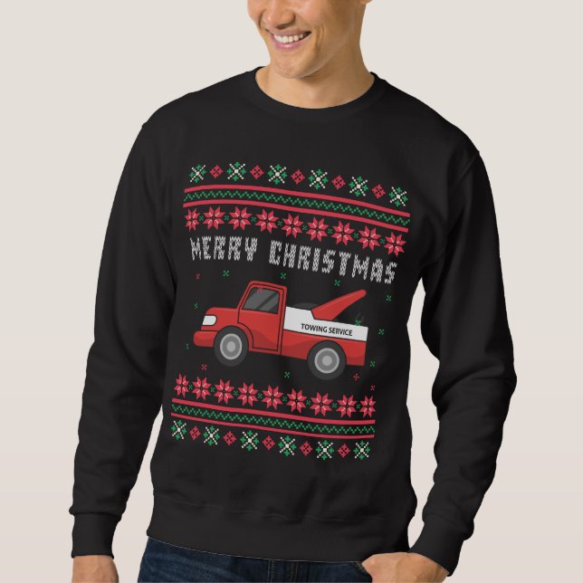 Tow Truck Ugly Christmas Sweater (Front)
