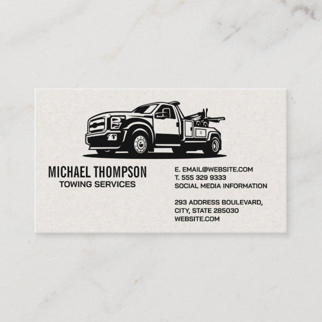 Tow Truck Vehicle Logo Business Card (Front)