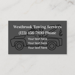 Tow Truck Wrecker Service Simple Business Card
