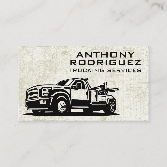 Tow Trucking Services | Texture Grunge Background Business Card (Front)