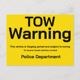 Tow warning postcard