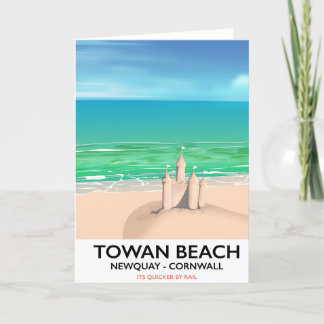 Towan Beach - Newquay Sandcastle travel print Holiday Card