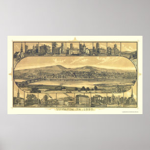 Towanda, PA Panoramic Map - 1880 Poster