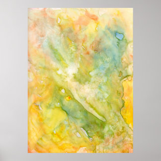 Towards the Light Abstract Wet-on-Wet Watercolor Poster