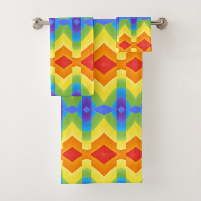 Towel, An elegant classic colourful fabric pattern Bath Towel Set (Insitu)