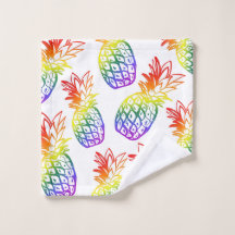 Towel featuring a vibrant rainbow pineapple 