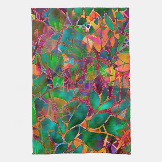 Towel Floral Abstract Stained Glass (Vertical)
